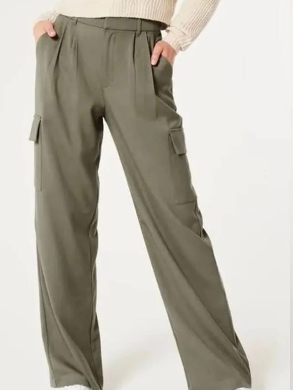 Hollister Olive Green Livvy Ultra High-Rise Wide-Leg Pant